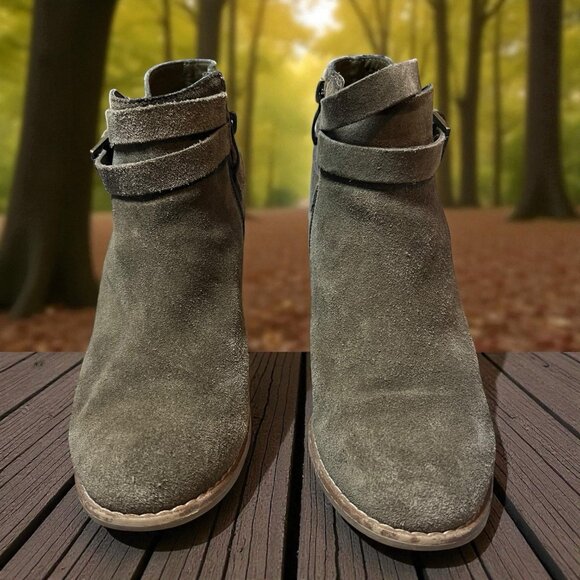 Women's Michael Shannon Blair Greenish Leather Suede Ankle Bootie Shoes size 7.5 - Picture 4 of 5